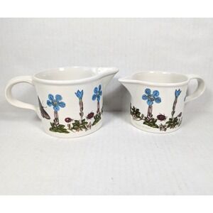 The Botanic Garden Creamer Set Portmeirion Spring Gentian READ Small & Medium